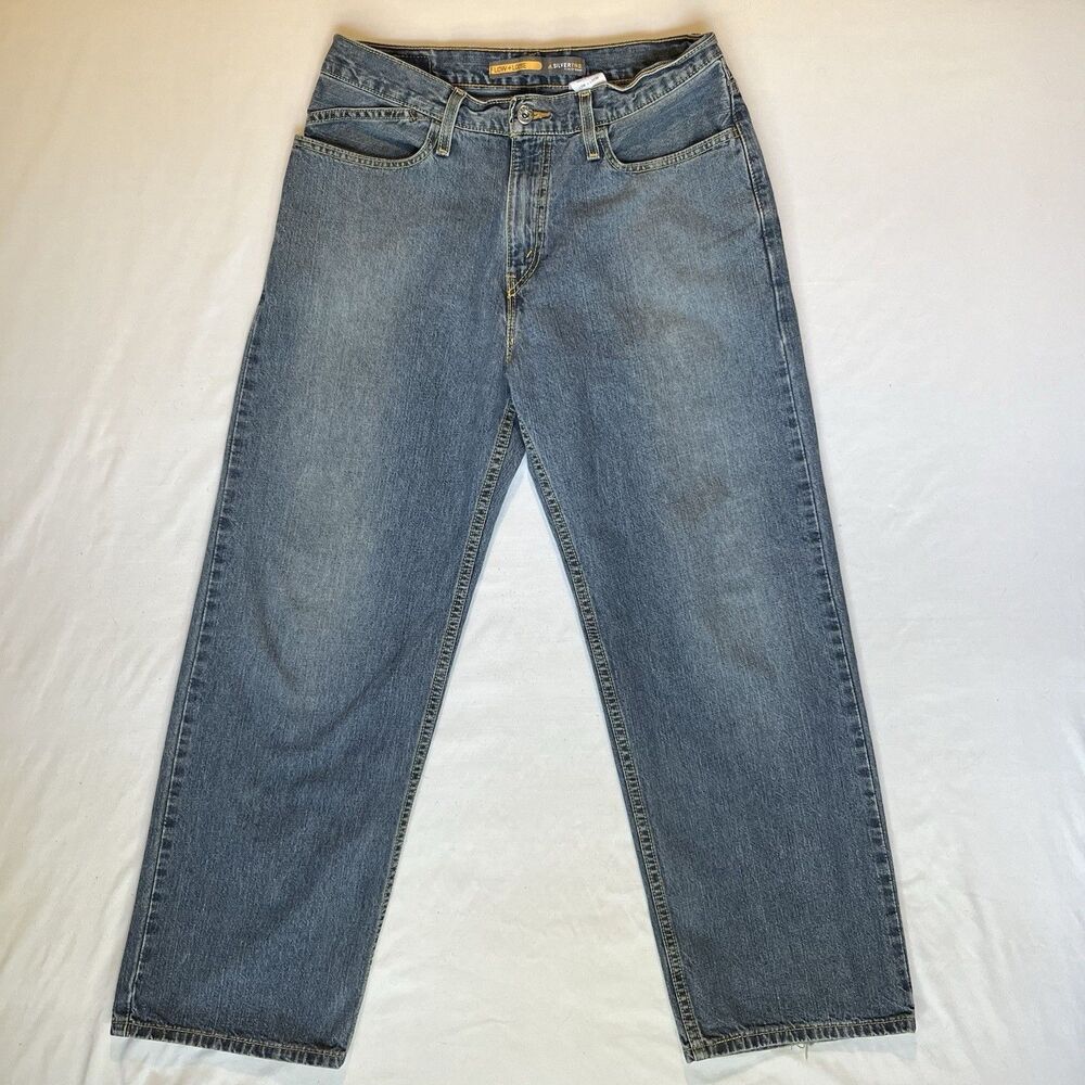 SilverTab Loose Jeans Mens 31x28 (31x30) Vintage Blue Med Wash Low Loose Y2K